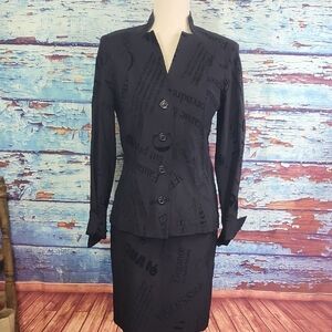Elegant Black Women's Blazer & Skirt Set